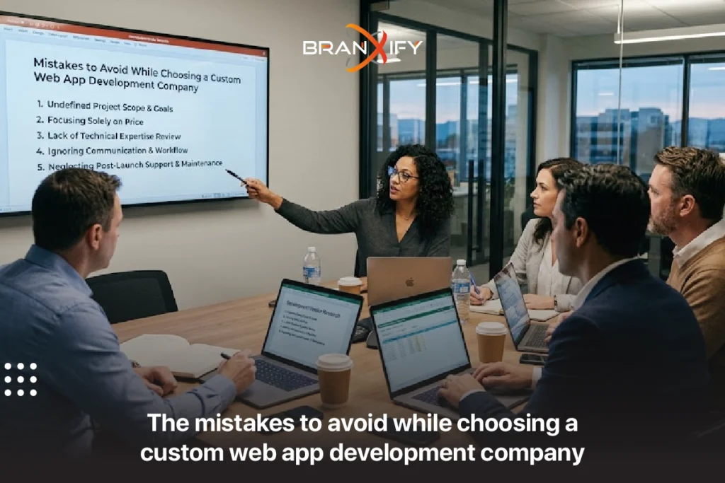 The mistakes to avoid while choosing a custom web app development company By Branxify